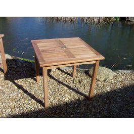 Square wood store patio table